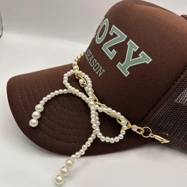Pearl Bow Trucker Hat Chain