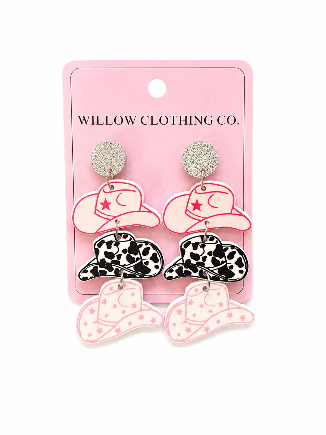 Tiered Cowgirl Hat Dangle Earrings