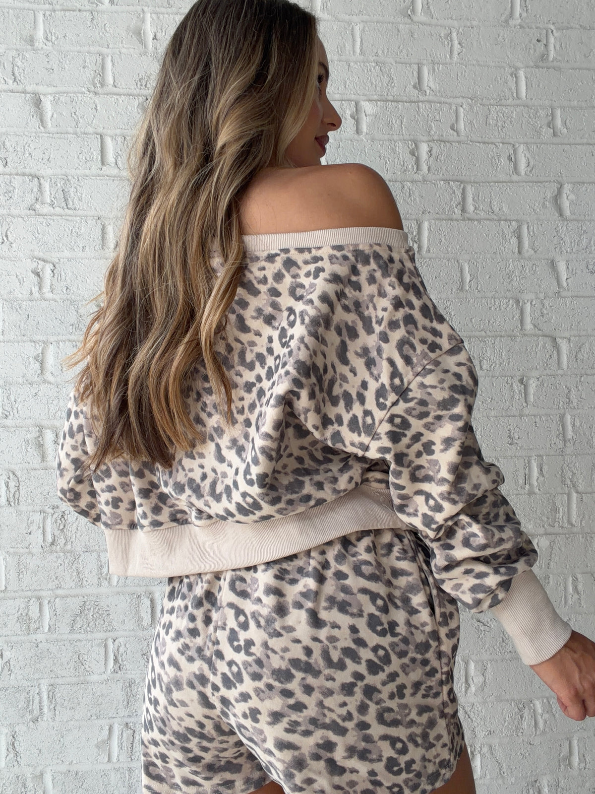 Jazzlyn Leopard Print Off The Shoulder Set