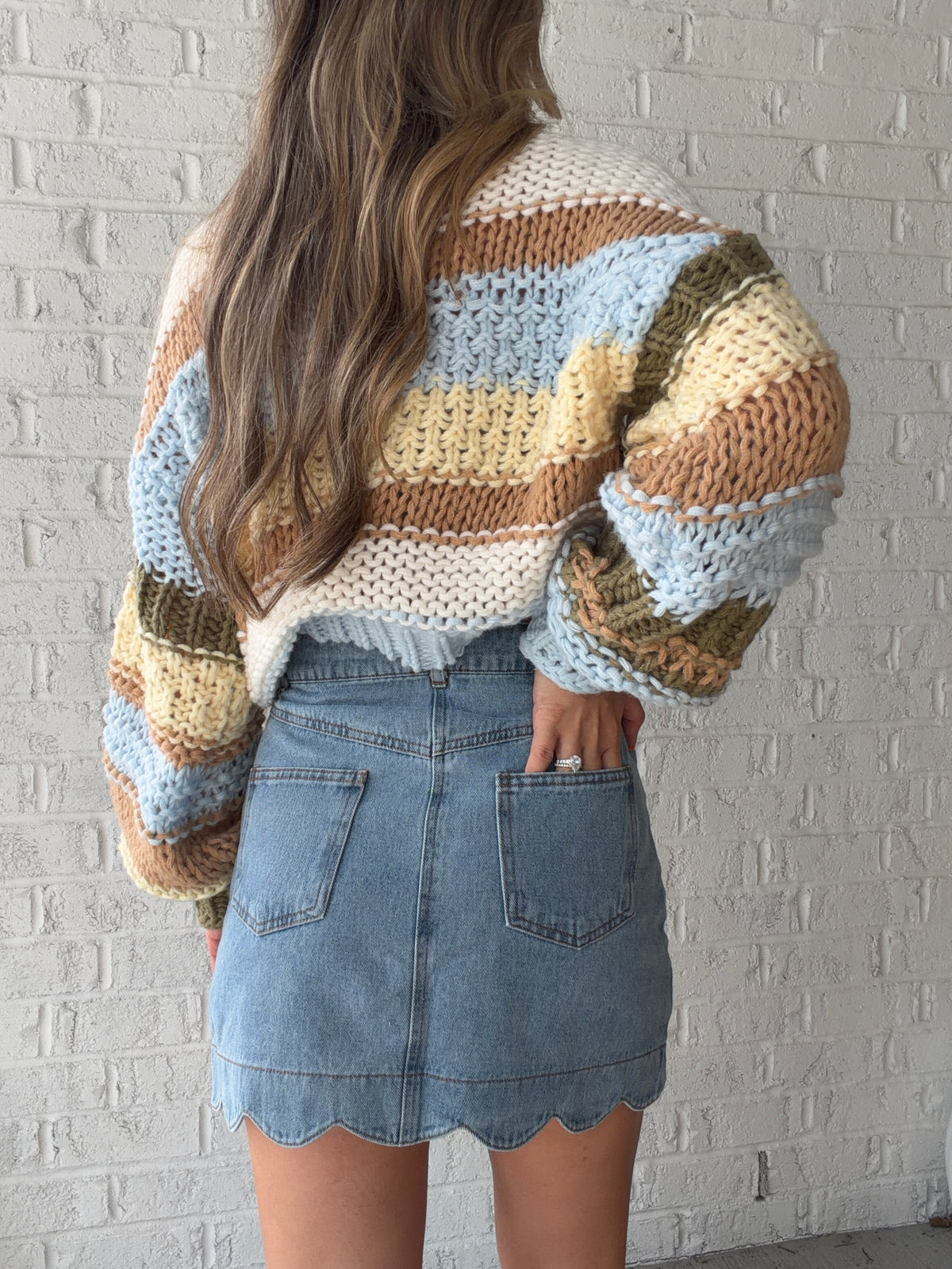 Sunday Stroll Scalloped Denim Mini Skirt