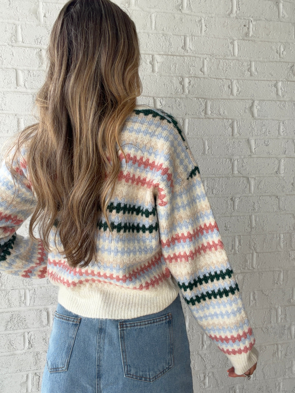 Sadie Cropped Knitted Striped Sweater