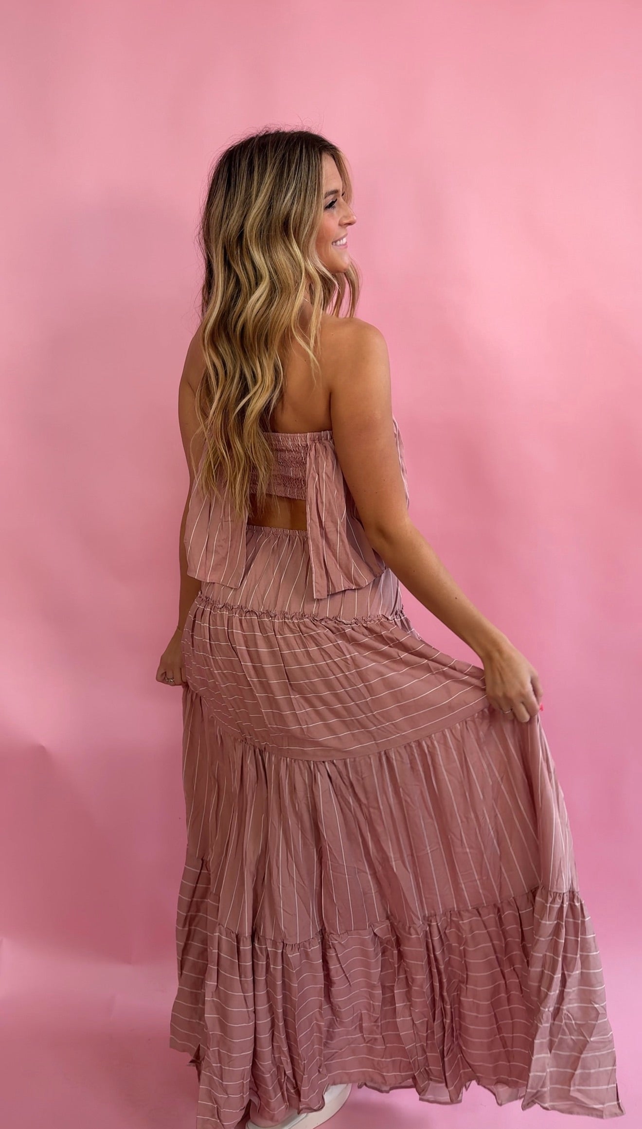 Pretty In Pink Striped Maxi Dress