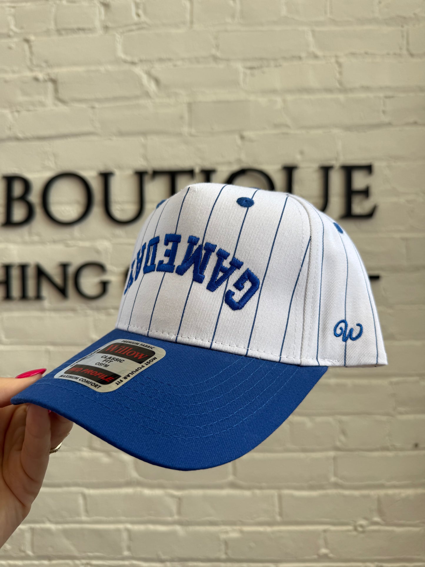 Gameday Embroidered Blue Pinstripe Trucker Hat