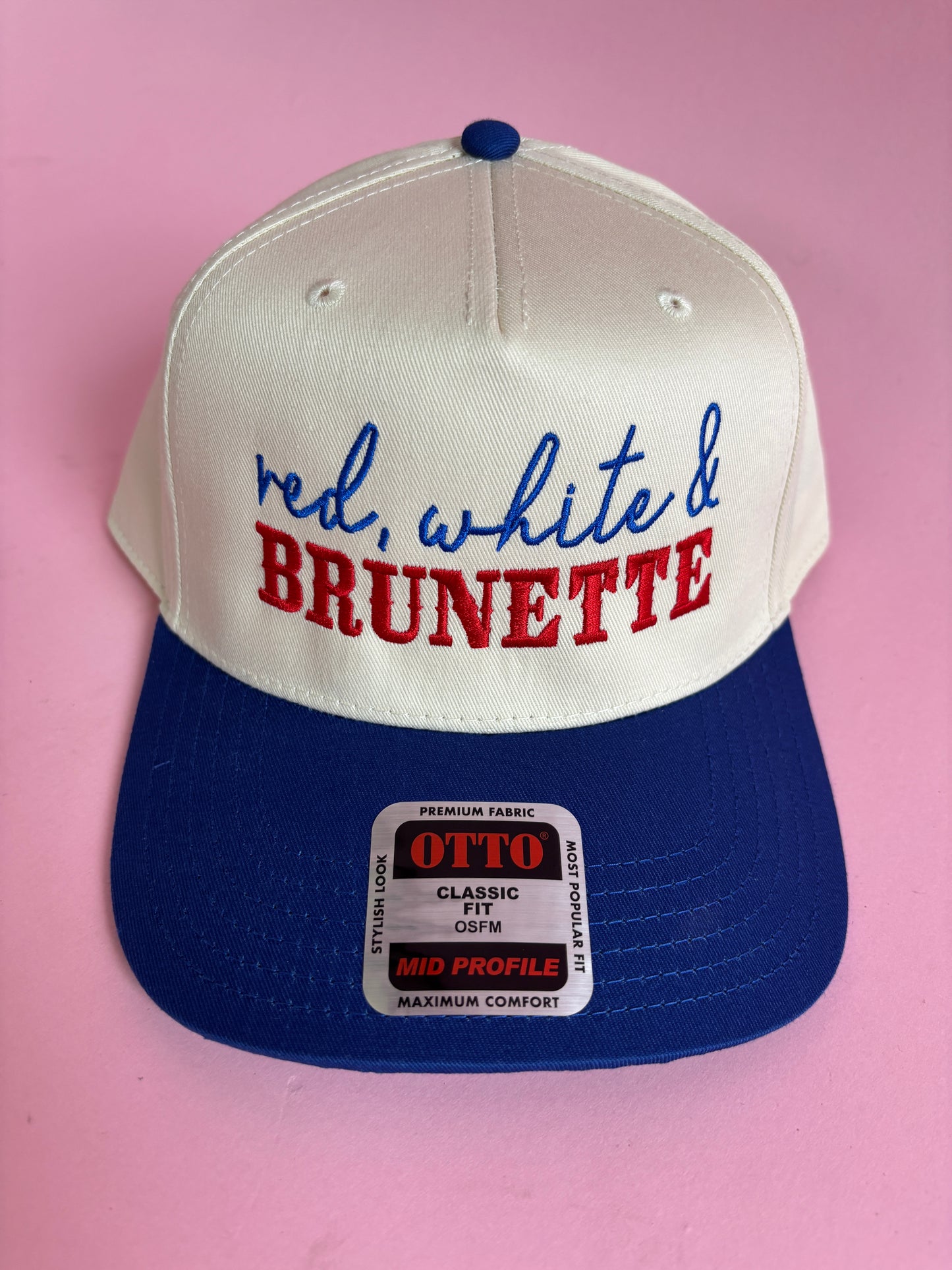Red White & Brunette Trucker Hat
