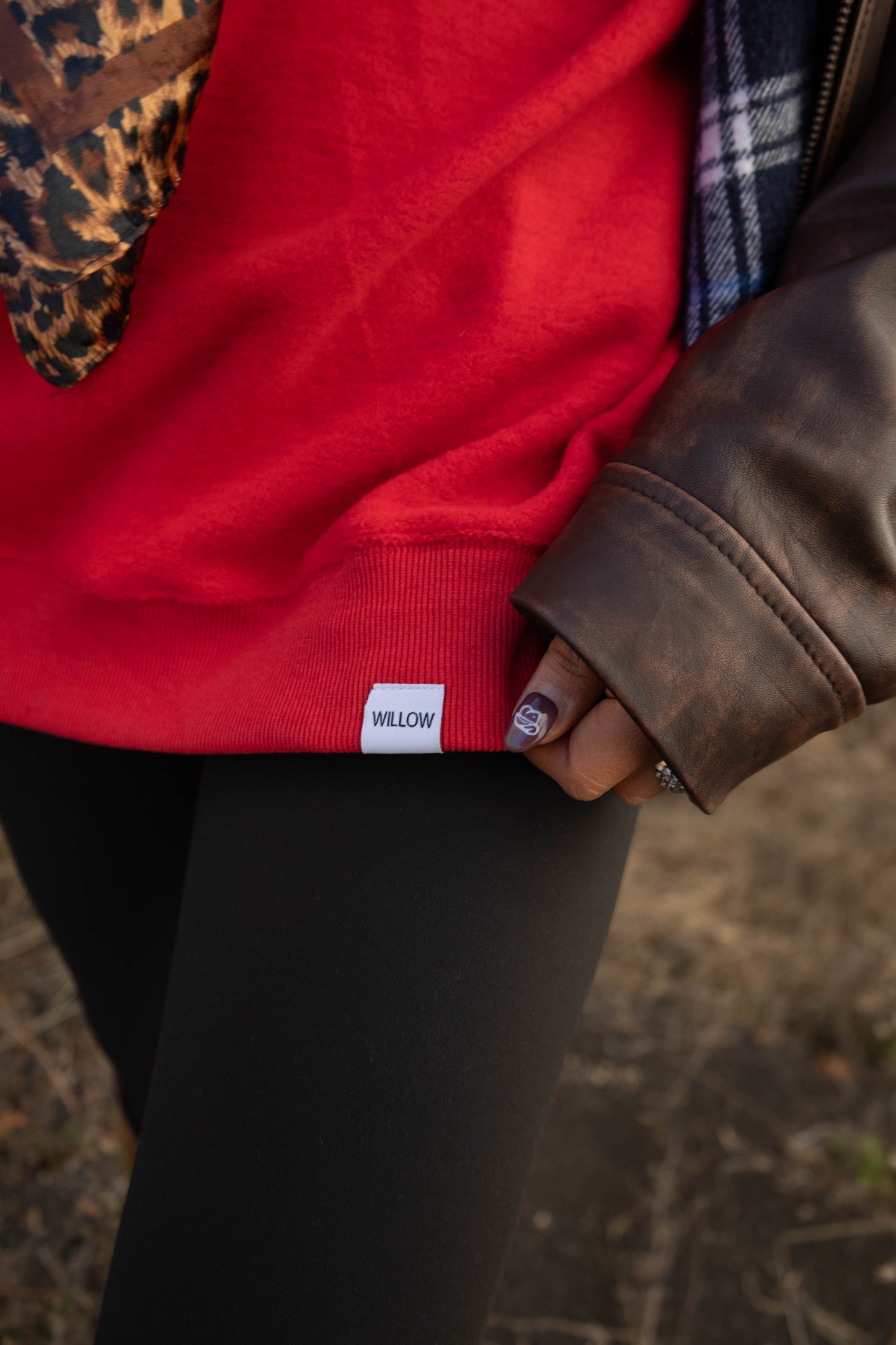 Tilly Red Reversible Oversized Mock Neck Crew