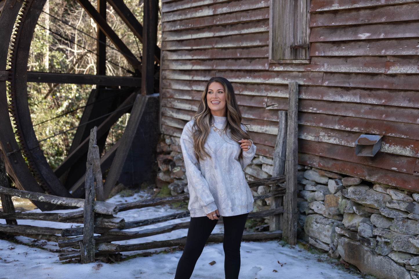 Tilly Oversized Light Camo Mockneck Crew