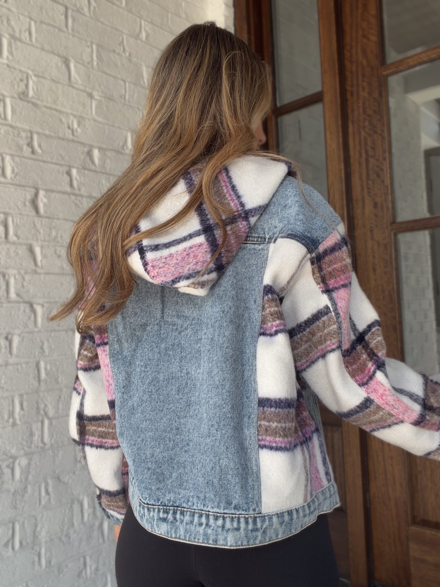 Sienna Flannel Hooded Denim Jacket