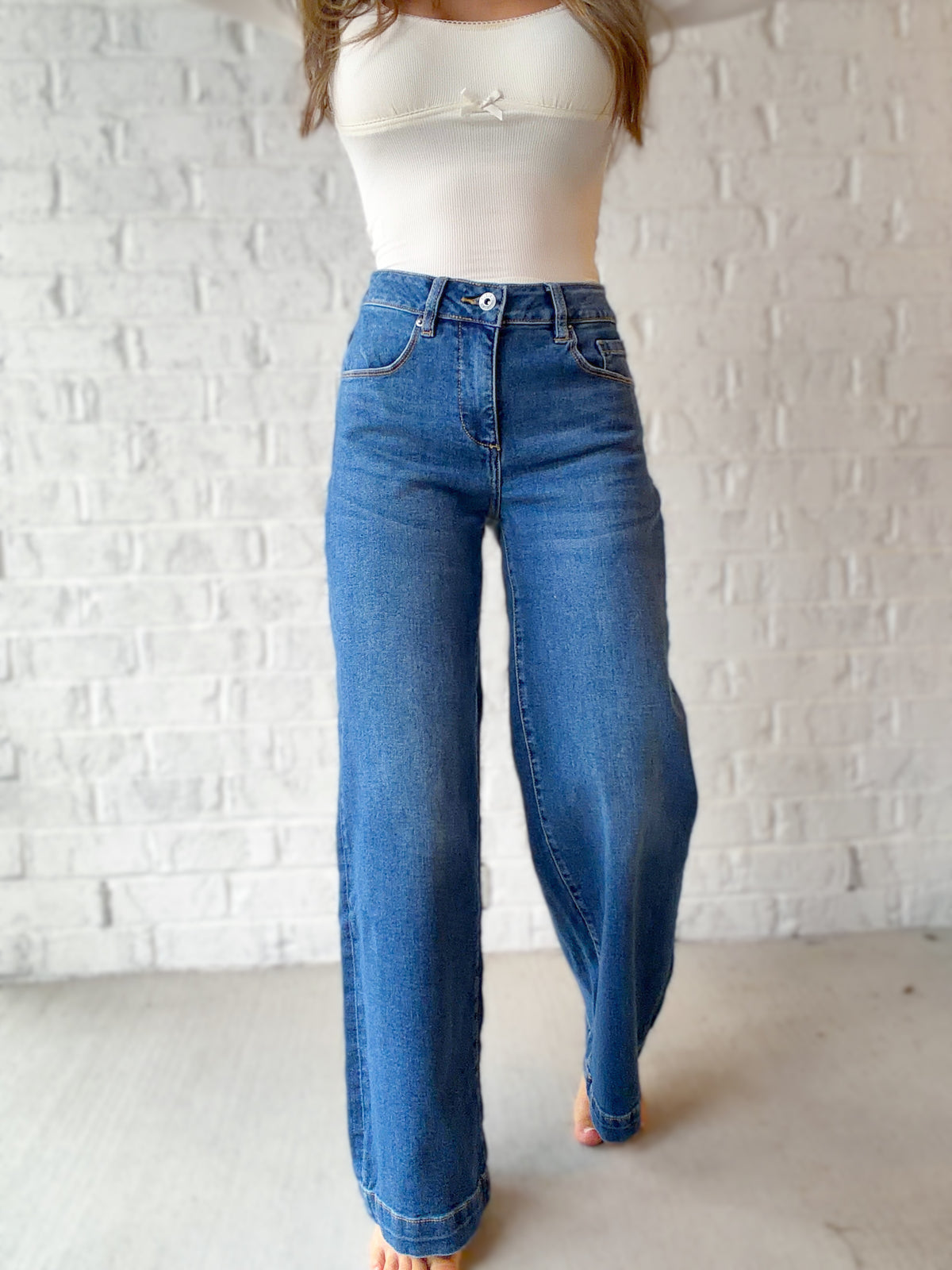 Lola Mid Rise Wide Leg Jeans