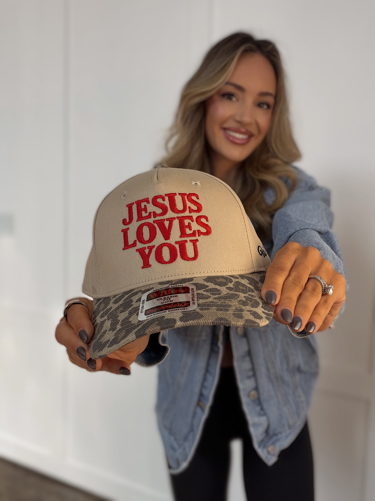 Jesus Loves You Embroidered Leopard Trucker Hat