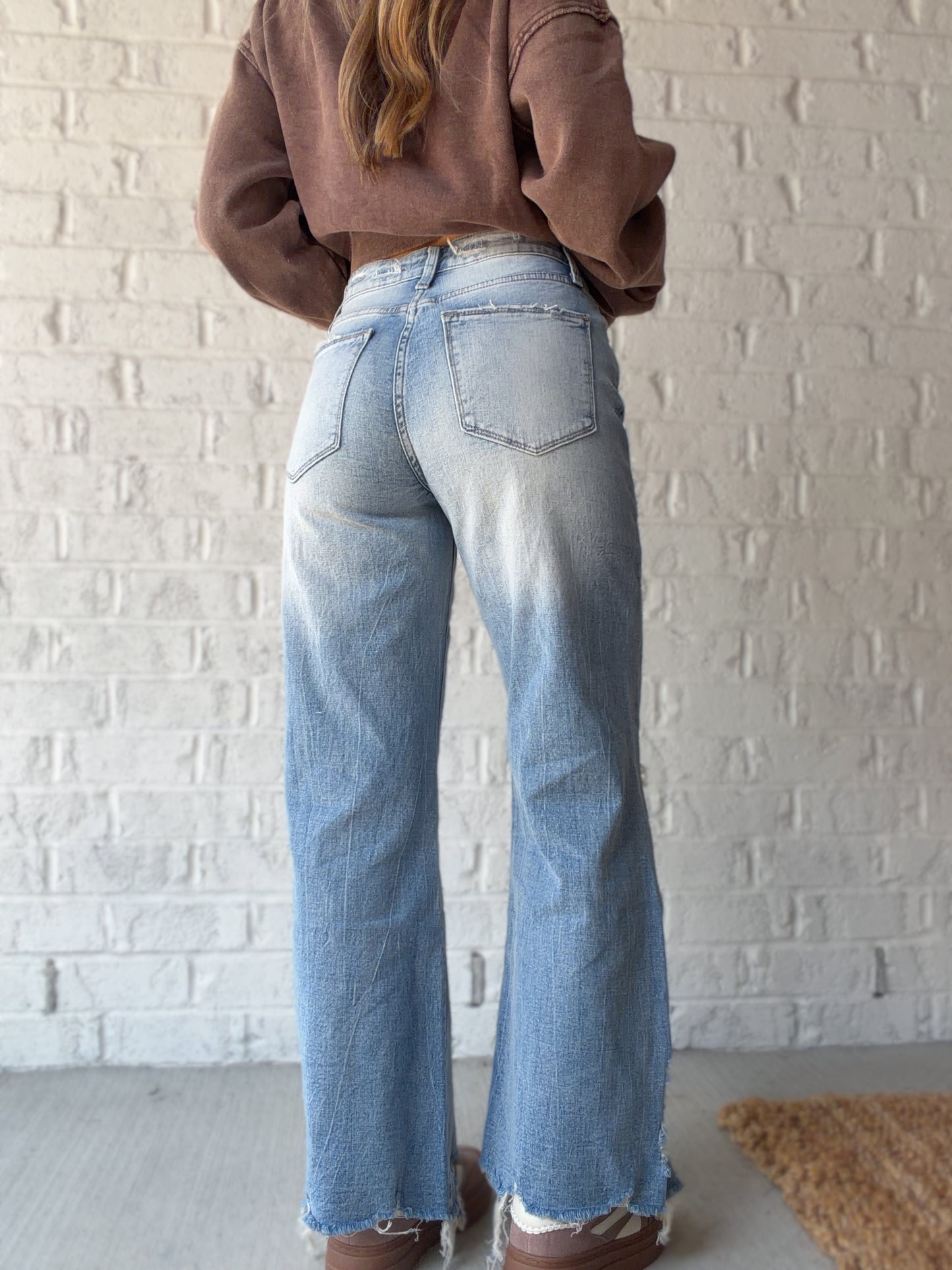 Naomi Distressed Baggy Flare Jeans