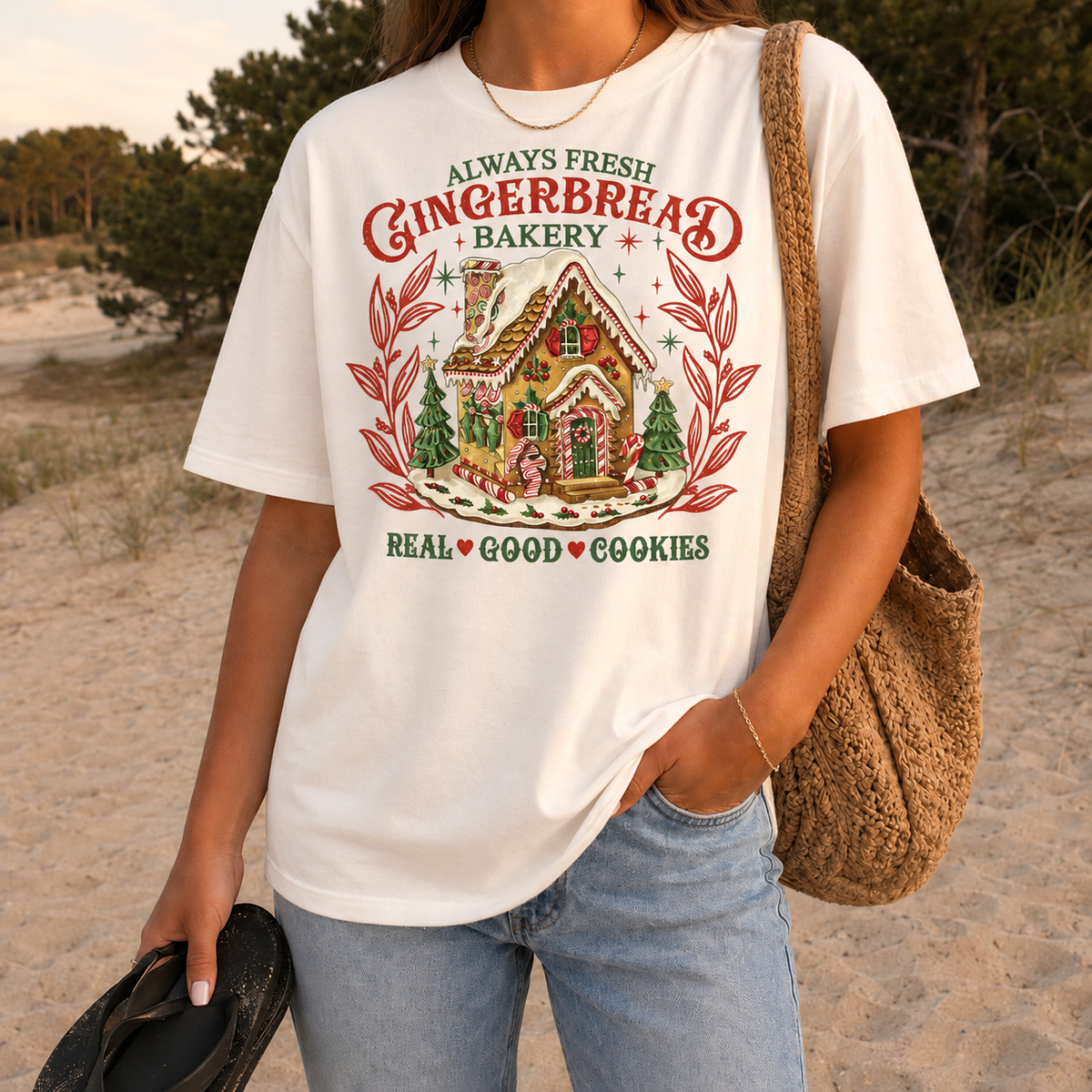 Gingerbread Bakery House Graphic — Ivory T-Shirt