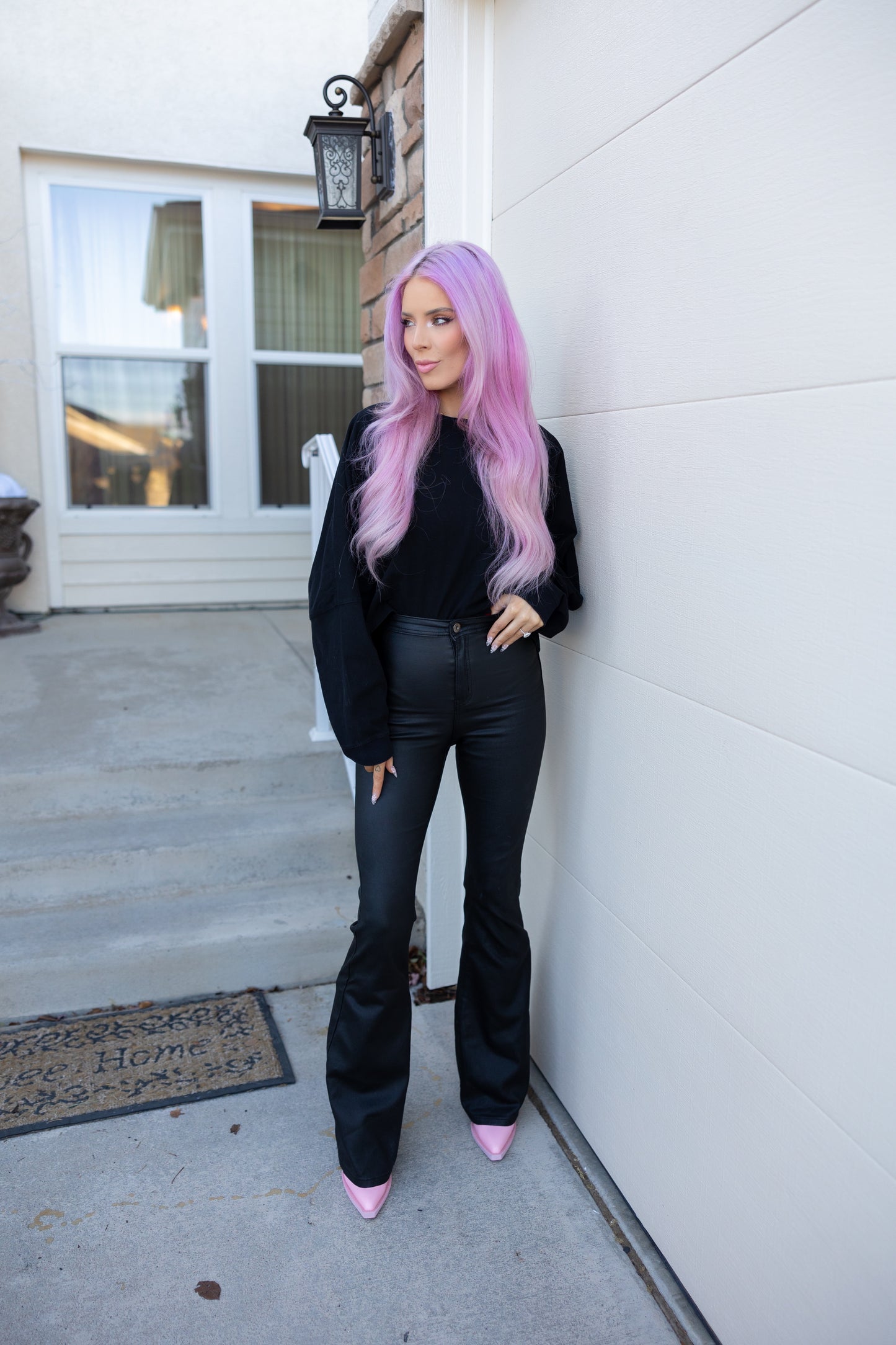 Leather Blakely High Waisted Bell Bottom Flare Jeans - Black