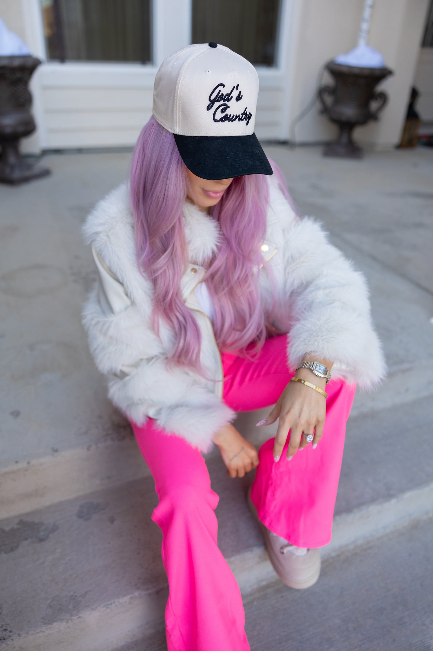 Fiona High Waisted Bell Bottom Flare Jeans - Pink