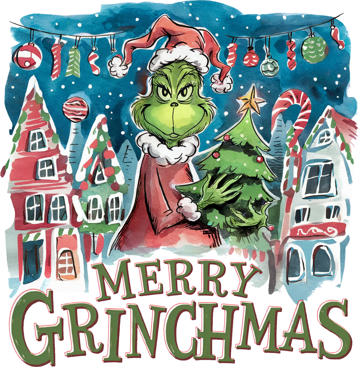Merry Grinchmas Village Graphic original artwork