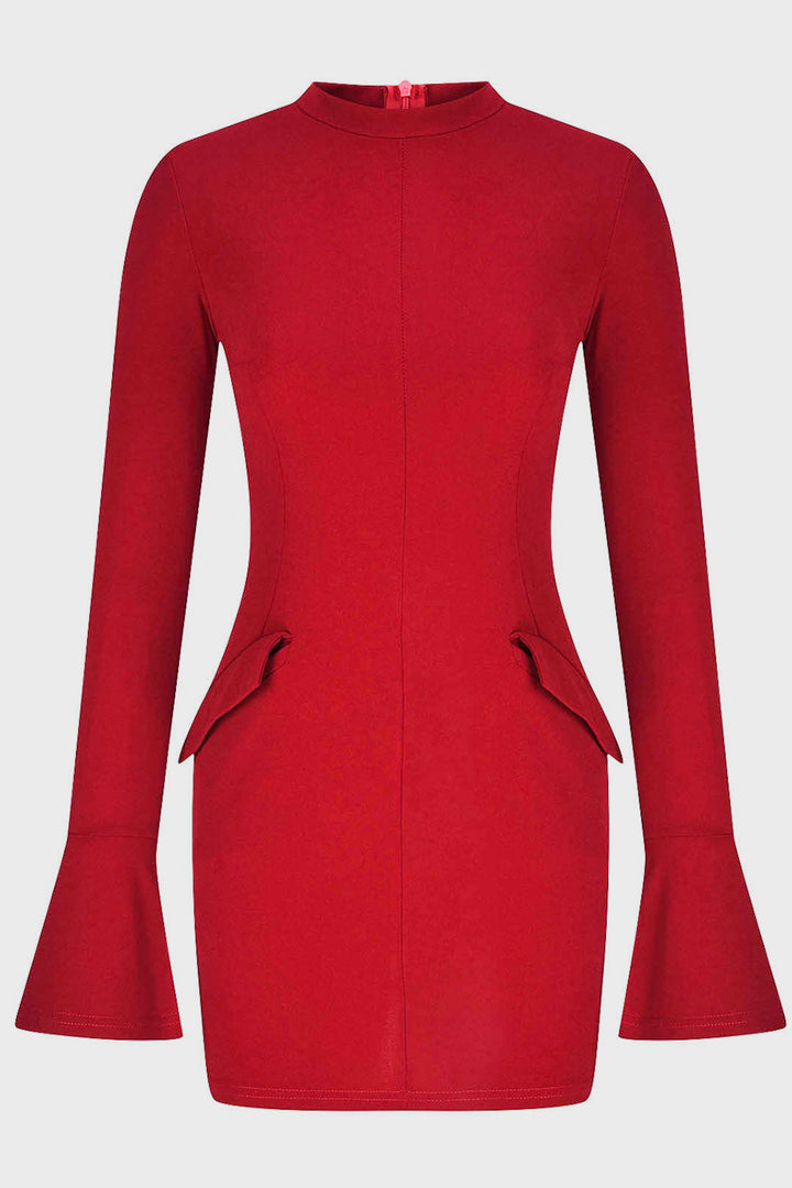 PREORDER: Margret Mock Neck Long Sleeve Mini Dress