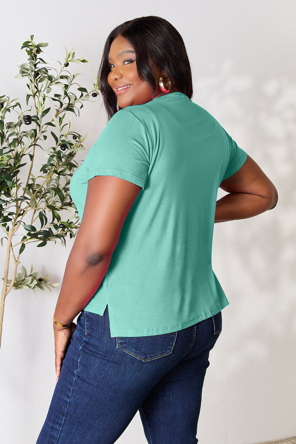Buy our "Renee Round Neck Short Sleeve T-Shirt" online – Willow Boutique Clothing. Shop stylish Renee Round Neck Short Sleeve T-Shirt today.