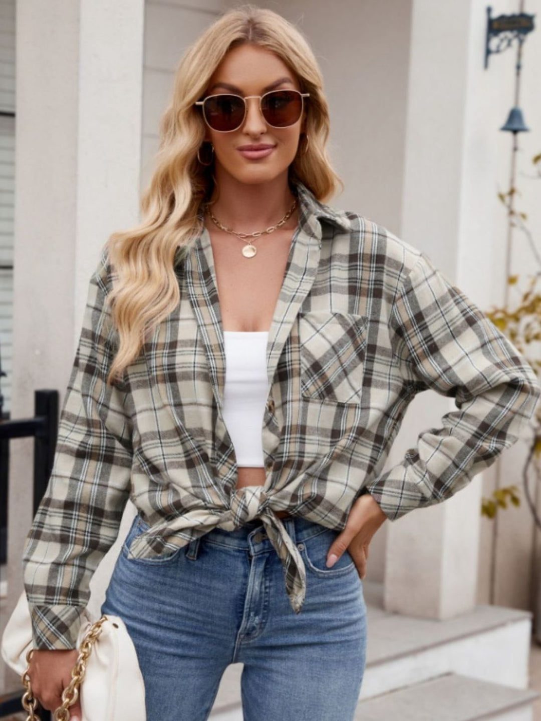 PREORDER Fall Colors Plaid Collared Neck Shirt