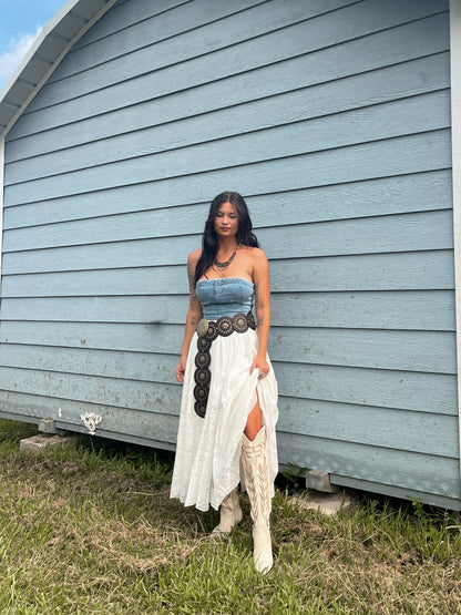 Denim Dreams Bustier Cropped Denim Top