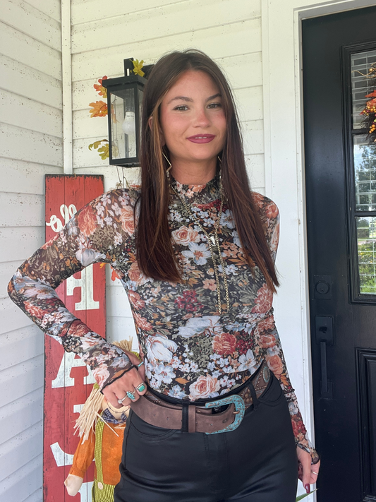 Buy our "Floral Mesh Long Sleeve Top" online – Willow Boutique Clothing. Shop stylish Floral Mesh Long Sleeve Top today.