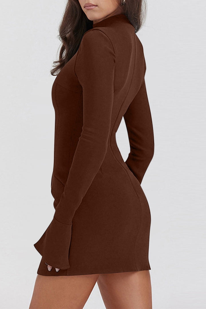 PREORDER: Margret Mock Neck Long Sleeve Mini Dress