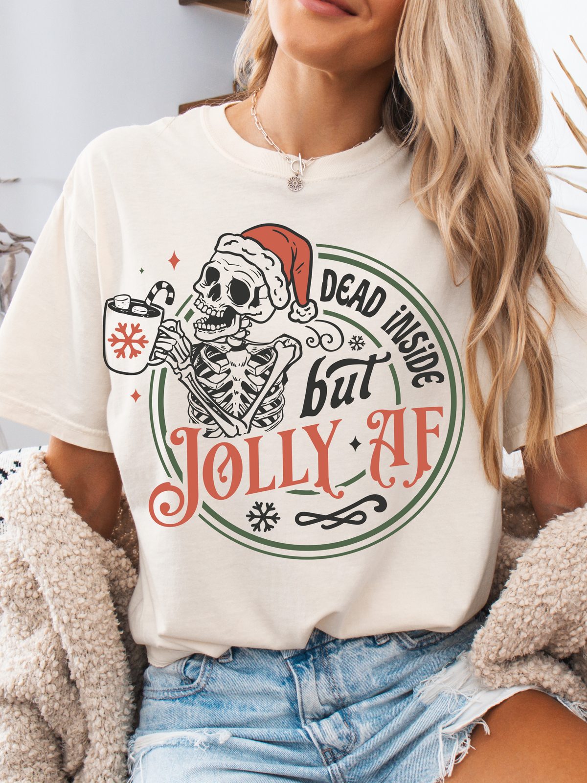 Shop Dead Inside but Jolly Christmas Graphic online at Willow Boutique – best boutique for women’s fashion.