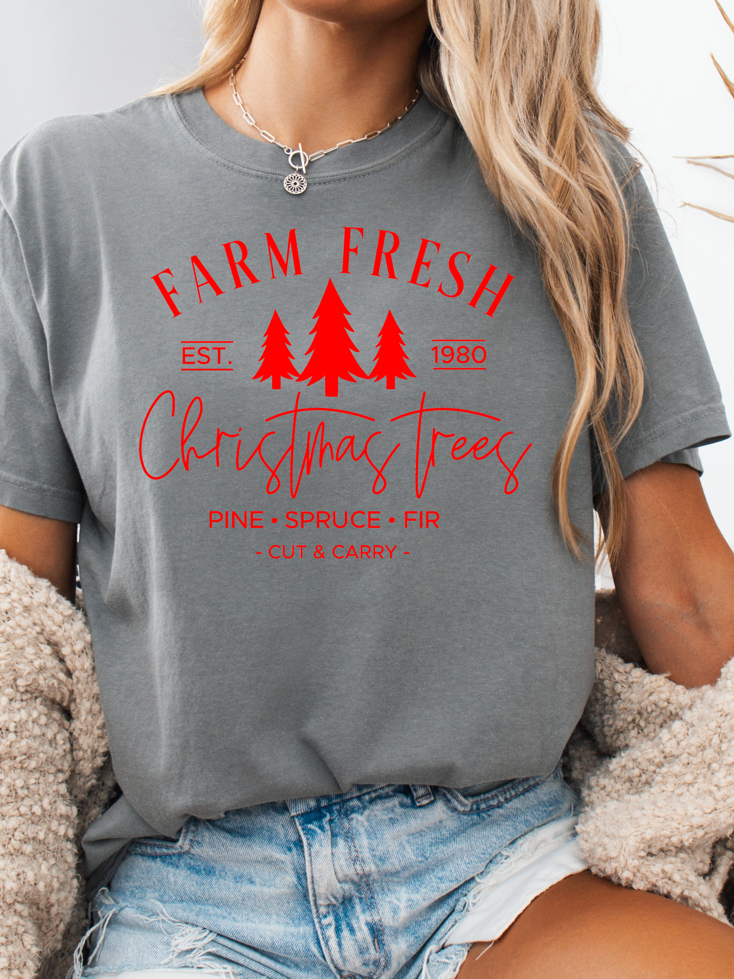 Shop Willie's Christmas Tree Farm Graphic online at Willow Boutique – best boutique for women’s fashion.