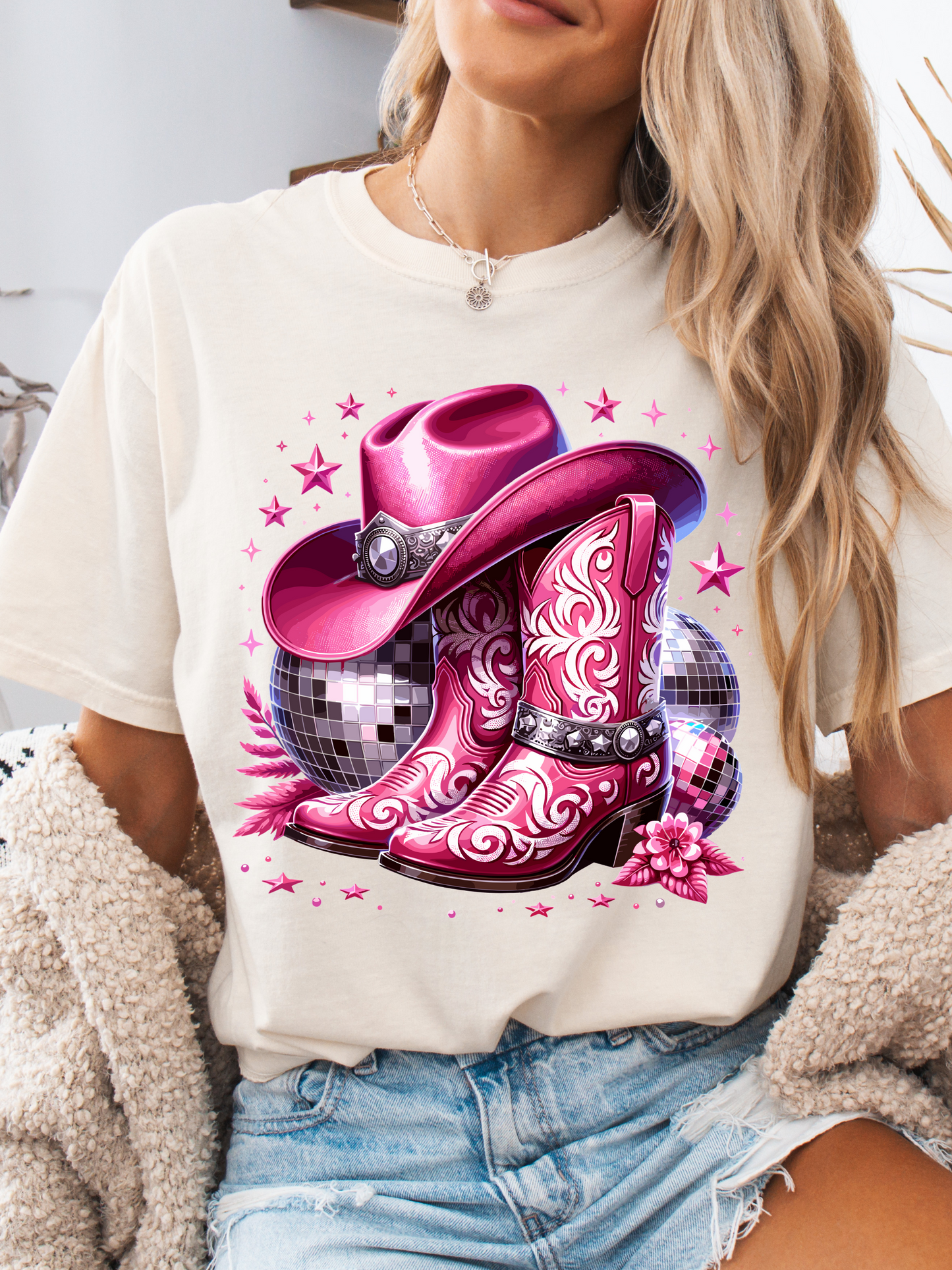 PINK Disco Cowgirl Graphic Tee