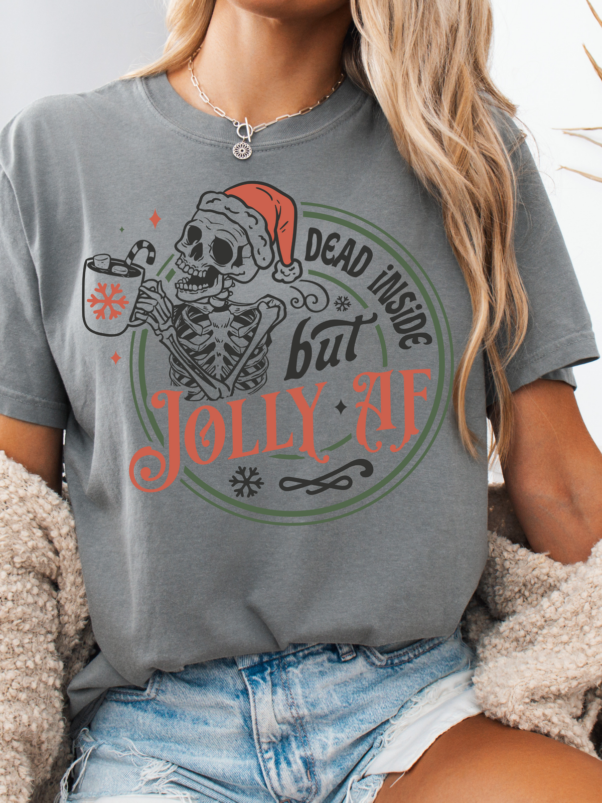 Shop Dead Inside but Jolly Christmas Graphic online at Willow Boutique – best boutique for women’s fashion.