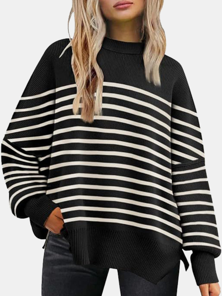 PREORDER: Cove Round Neck Drop Shoulder Slit Sweater