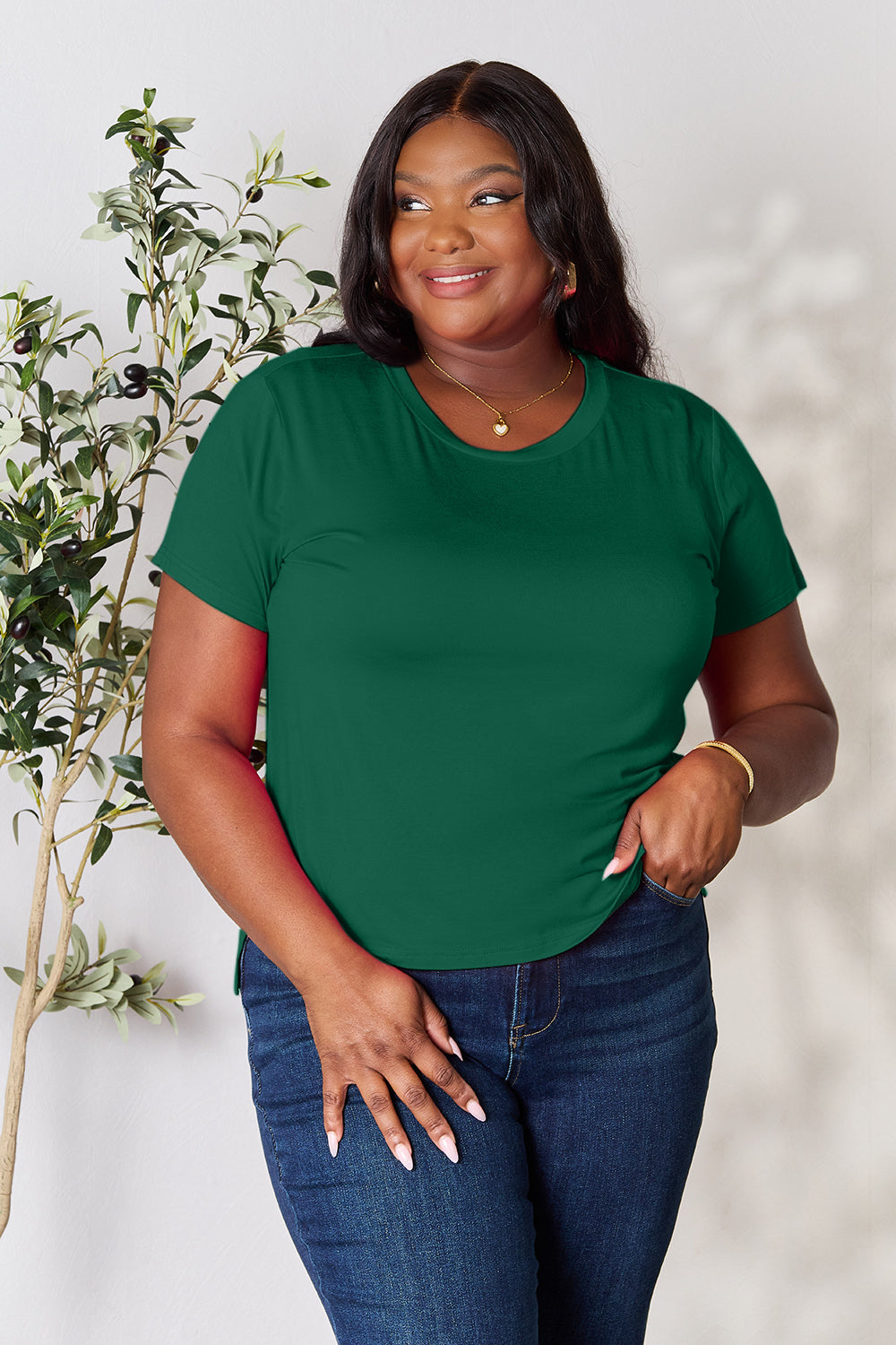 Buy our "Renee Round Neck Short Sleeve T-Shirt" online – Willow Boutique Clothing. Shop stylish Renee Round Neck Short Sleeve T-Shirt today.