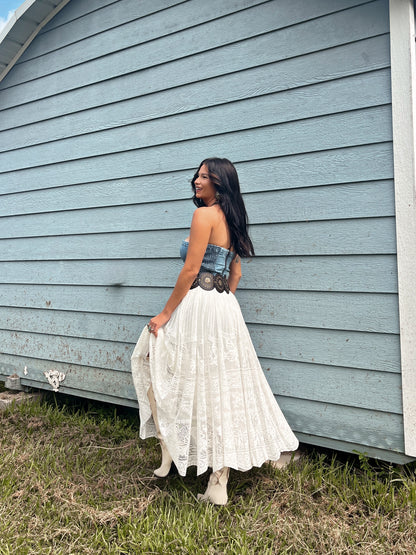 Denim Dreams Bustier Cropped Denim Top