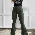 Buy our "Fiona High Waisted Bell Bottom Flare Jeans - Olive" online – Willow Boutique Clothing. Shop stylish Fiona High Waisted Bell Bottom Flare Jeans - Olive today.