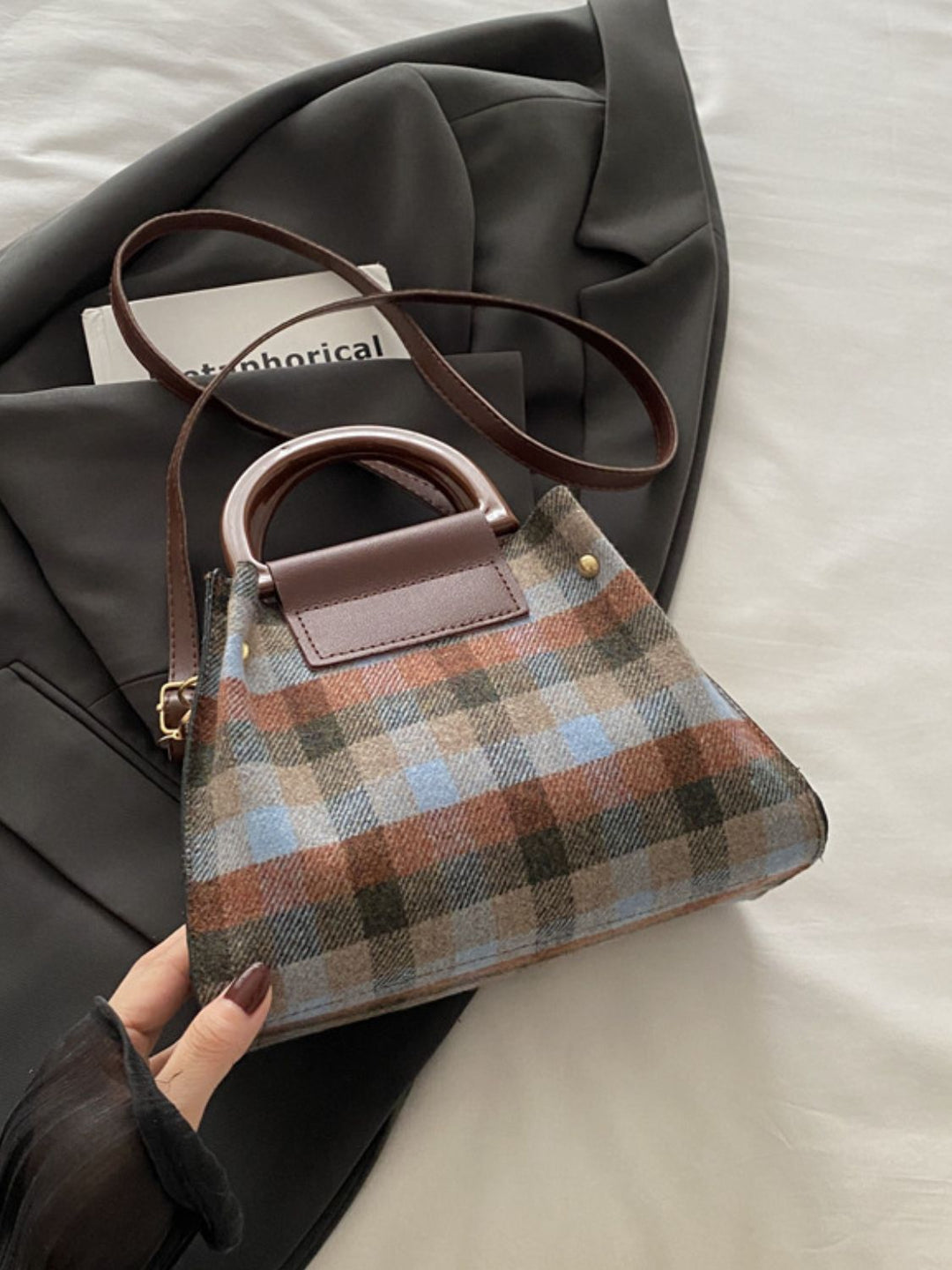 PREORDER: Plaid Perks Trapezoid Shape Crossbody Bag