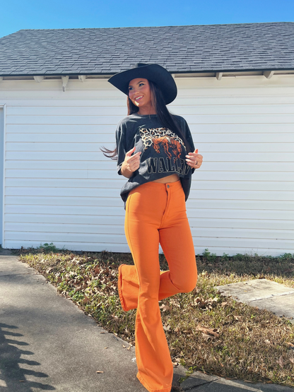 Buy our "Fiona High Waisted Bell Bottom Flare Jeans - Orange" online – Willow Boutique Clothing. Shop stylish Fiona High Waisted Bell Bottom Flare Jeans - Orange today.