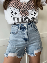 On The Go Risen Distressed Shorts - Acid Medium Wash