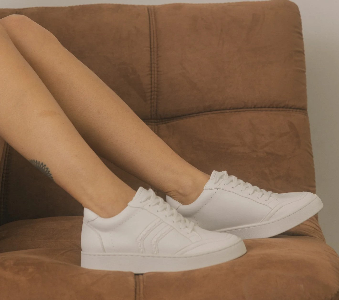 Adalee White Stitch Sneakers