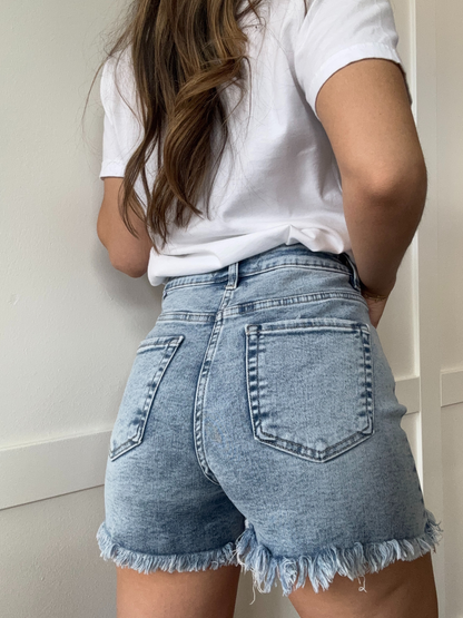 On The Go Risen Distressed Shorts - Acid Medium Wash