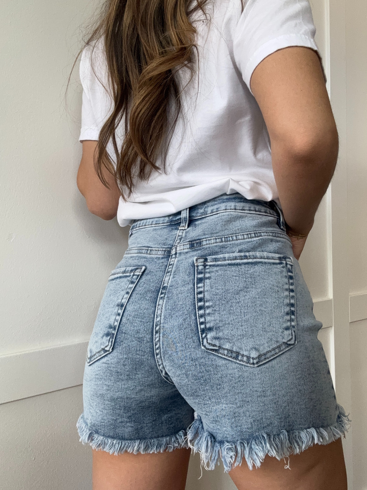 On The Go Risen Distressed Shorts - Acid Medium Wash