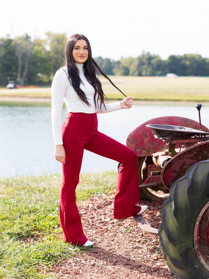 Buy our "Fiona High Waisted Bell Bottom Flare Jeans - Red" online – Willow Boutique Clothing. Shop stylish Fiona High Waisted Bell Bottom Flare Jeans - Red today.