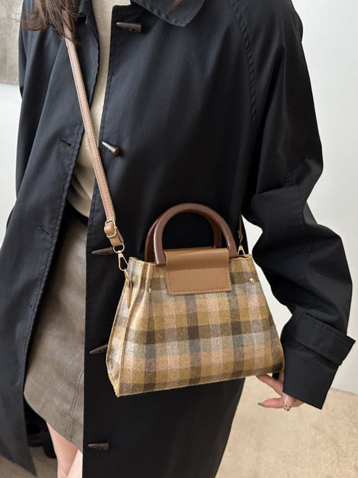 PREORDER: Plaid Perks Trapezoid Shape Crossbody Bag