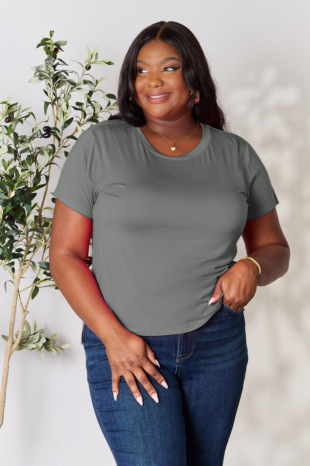 Buy our "Renee Round Neck Short Sleeve T-Shirt" online – Willow Boutique Clothing. Shop stylish Renee Round Neck Short Sleeve T-Shirt today.