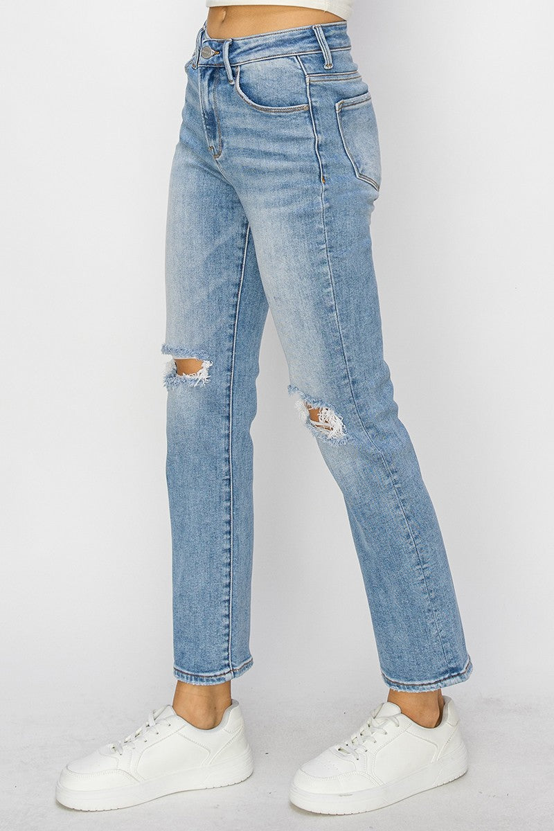 Bonnie High Rise Ankle Slim Straight Jeans