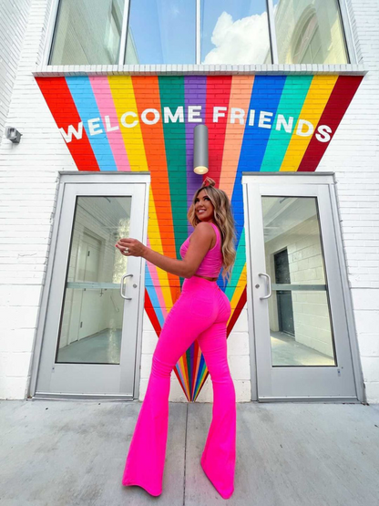 Buy our "Fiona High Waisted Bell Bottom Flare Jeans - Pink" online – Willow Boutique Clothing. Shop stylish Fiona High Waisted Bell Bottom Flare Jeans - Pink today.