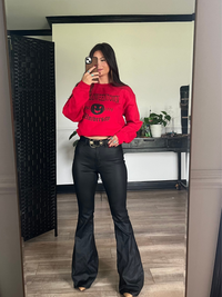 Leather Blakely High Waisted Bell Bottom Flare Jeans - Black