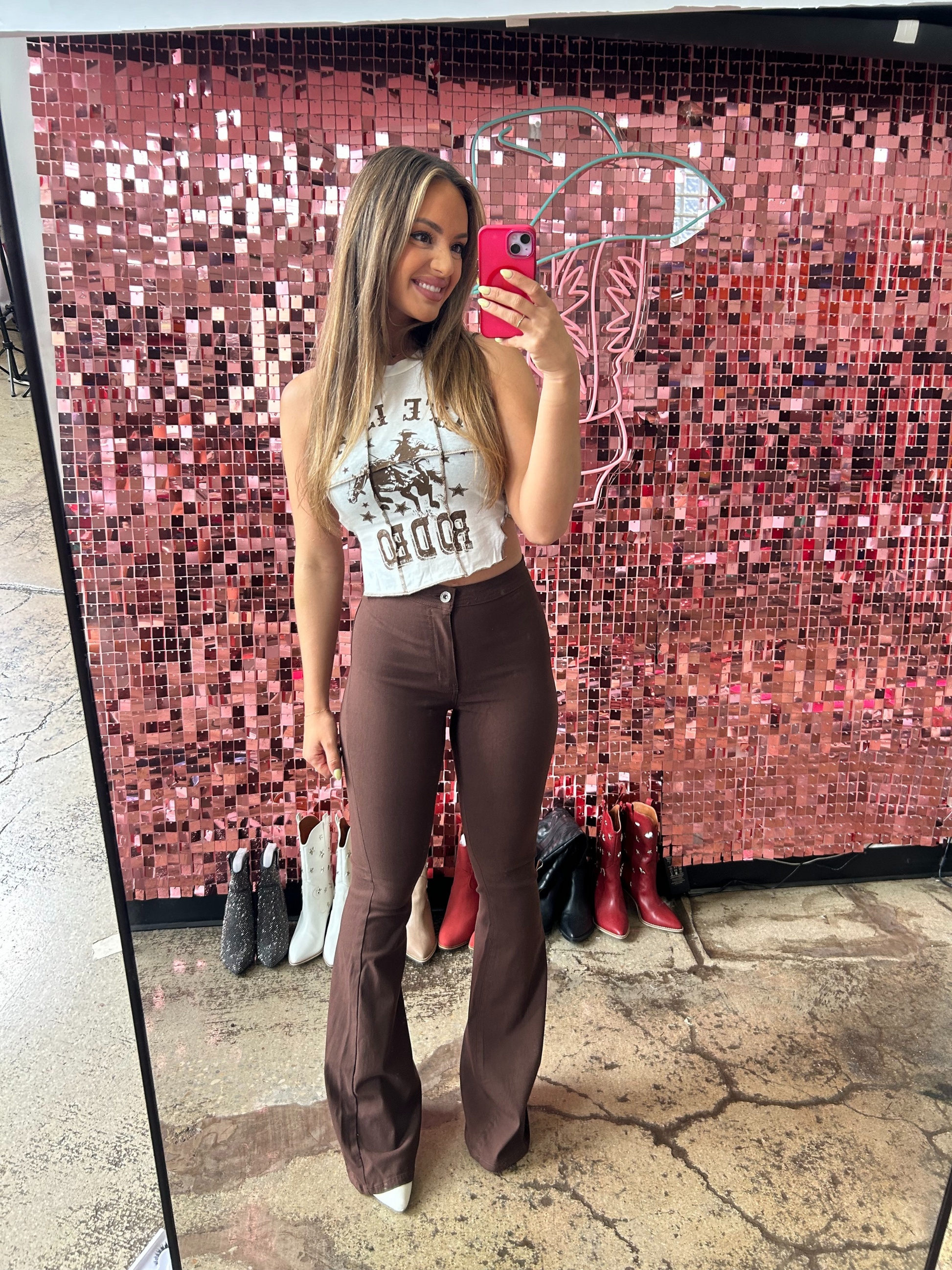 Buy our "Fiona High Waisted Bell Bottom Flare Jeans - Chocolate Brown" online – Willow Boutique Clothing. Shop stylish Fiona High Waisted Bell Bottom Flare Jeans - Chocolate Brown today.