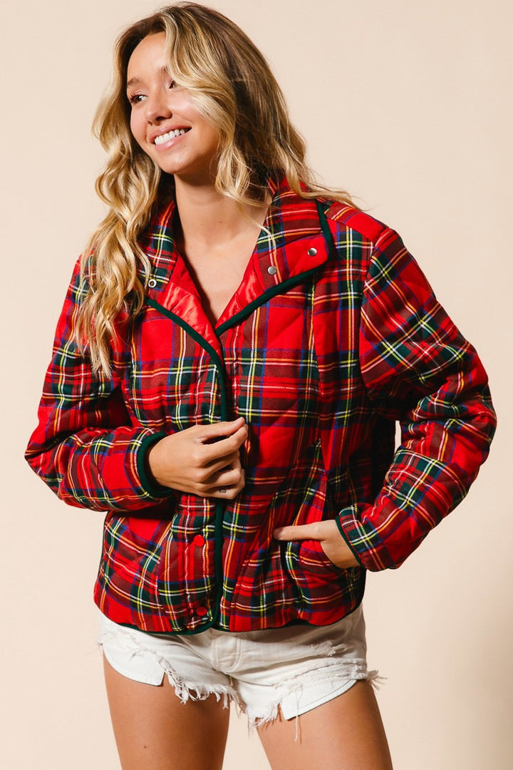 Winter Wonderland Vintage Christmas Plaid Quilted Jacket