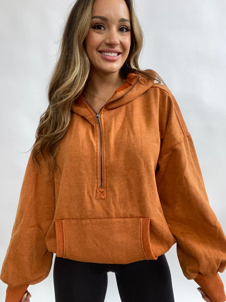 Nessa Quarter Zip Pullover Jacket - Vintage Rust