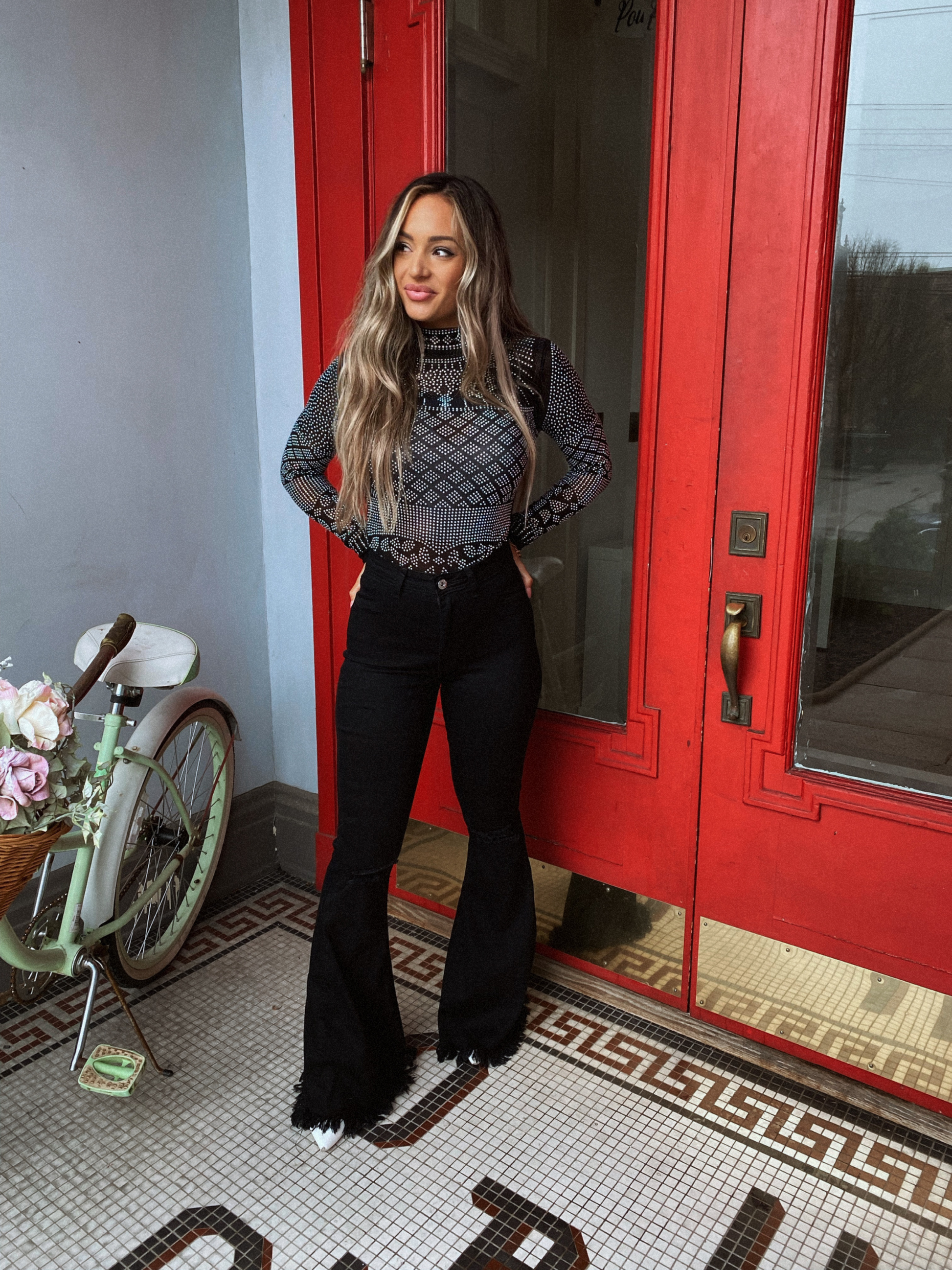 Buy our "Farrah Distressed High Waisted Flares - Black" online – Willow Boutique Clothing. Shop stylish Farrah Distressed High Waisted Flares - Black today.