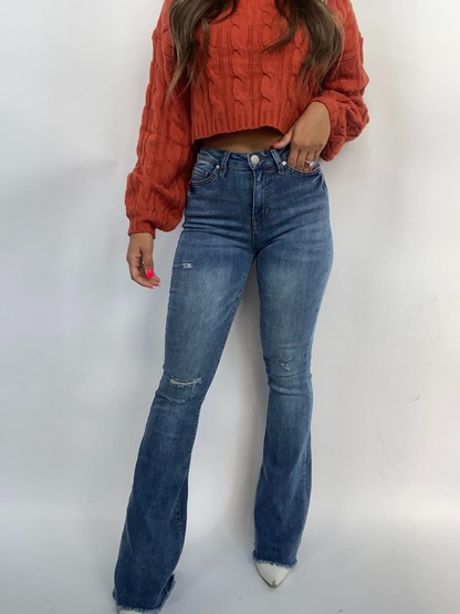 Buy our "Sarah Distressed Medium Wash Flares" online – Willow Boutique Clothing. Shop stylish Sarah Distressed Medium Wash Flares today.