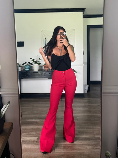 Buy our "Fiona High Waisted Bell Bottom Flare Jeans - Red" online – Willow Boutique Clothing. Shop stylish Fiona High Waisted Bell Bottom Flare Jeans - Red today.